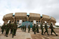 <p>Policemen walk ahead of the inauguration ceremony to swear in Kenyaâs President Uhuru Kenyatta at Kasarani Stadium in Nairobi, Kenya, Nov. 28, 2017. (Photo: Thomas Mukoya/Reuters) </p>