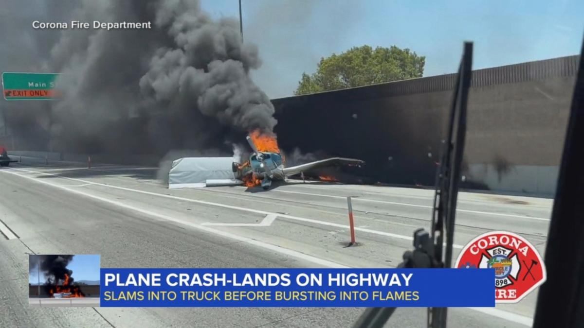 Plane crash lands on highway