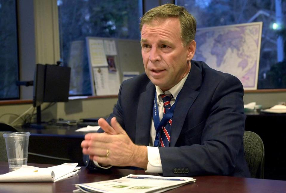 In a Dec 7, 2023 interview OSD superintendent Patrick Murphy discussed a number of issues the district is facing, including budget woes, levy package, school consolidation and safety. Steve Bloom/The Olympian