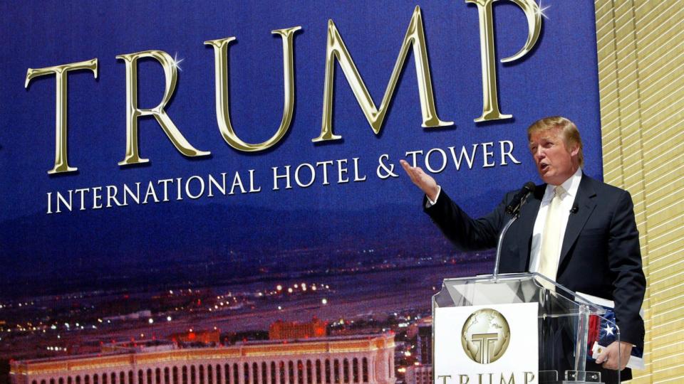PHOTO: In this July 12, 2005, file photo, real estate mogul Donald Trump speaks during a groundbreaking ceremony for his Trump International Hotel & Tower Las Vegas. (Chris Farina/Corbis via Getty Images, FILE)