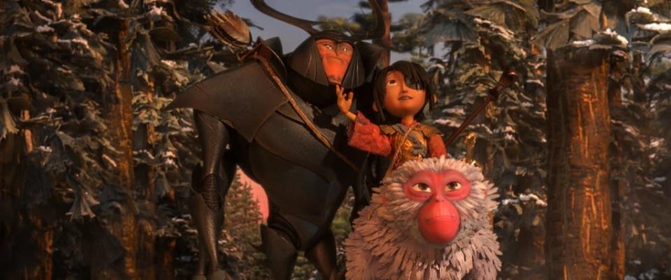 Monkey, Kubo, and Beetle (Matthew McConaughey) in “Kubo and the Two Strings.” (United International Pictures)