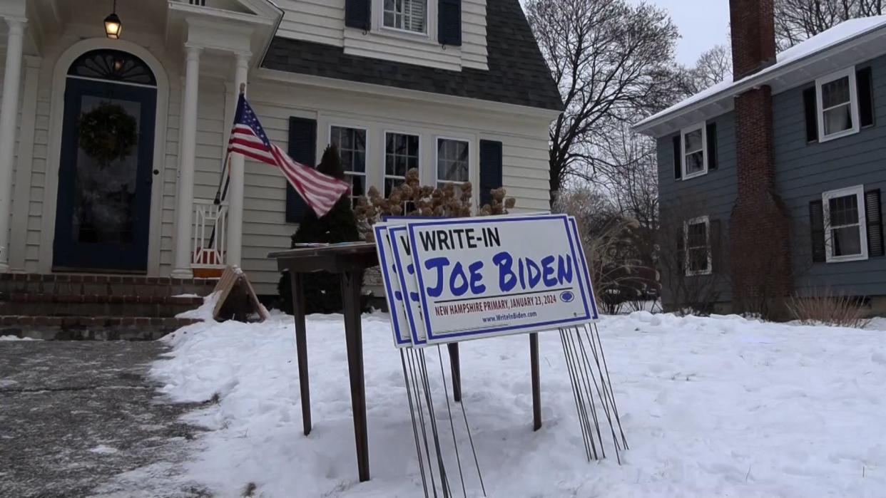 Joe Biden signs in NH