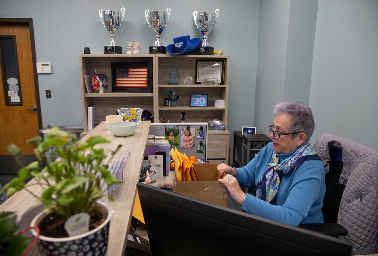 Jane Rogers greets visitors to the executive office. The Jersey Shore BlueClaws has numerous women working within the organization. Their jobs vary from marketing to ticket sales to food services and everything in between making the success of the organization possible.  
Lakewood, NJ
Wednesday, March 20, 2024