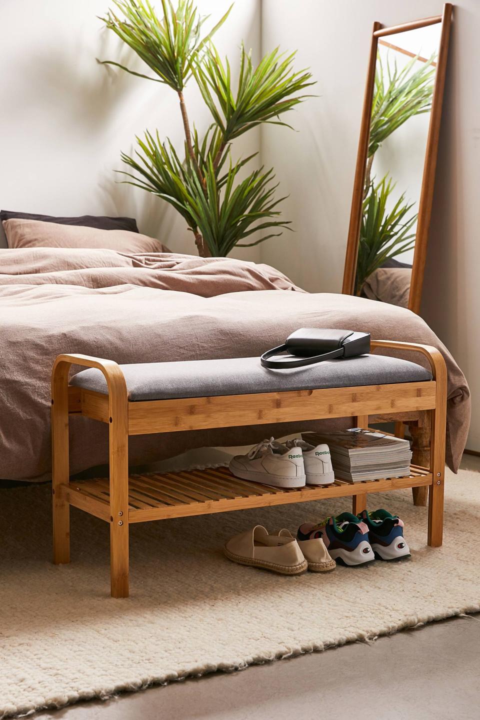 Upholstered Bamboo Storage Bench