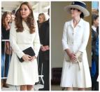 <p>Coats are a must throughout the chilly European winter, and these white ones are timeless and classic. Source: Getty </p>