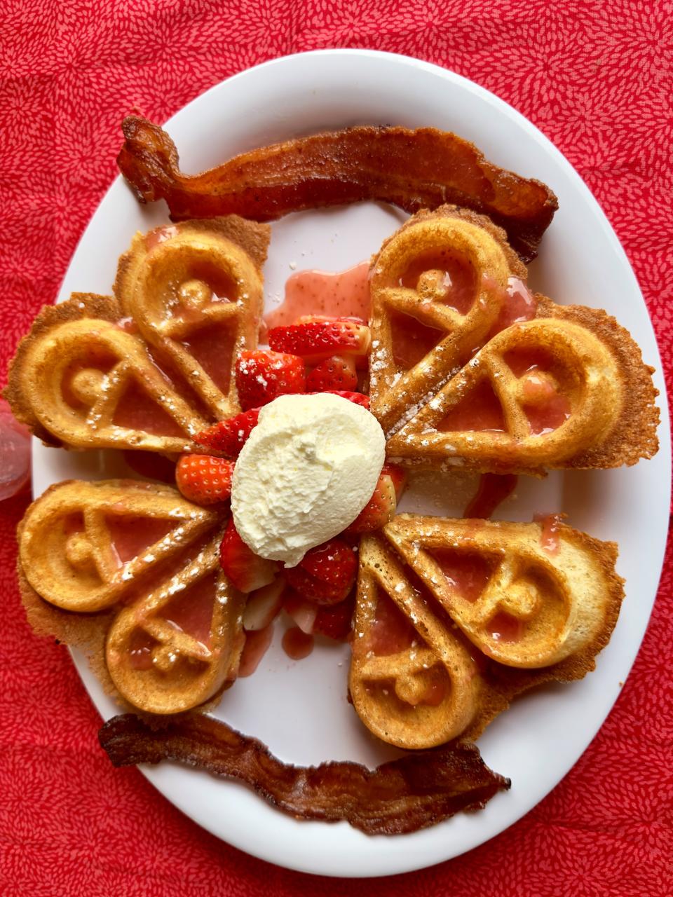 Skillets's heart-shaped Valentine's Day waffles, $14.