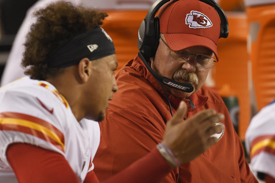 Chiefs head coach Andy Reid is regarded as the best Patrick Mahomes impressionist. (Getty Images)