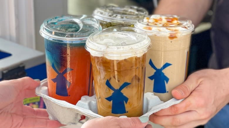 Dutch Bros tray with drinks