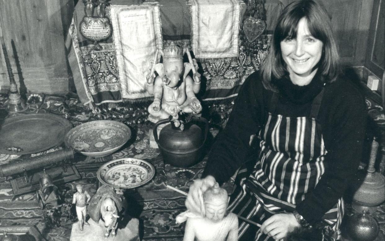 Chryssie Cobbold on cleaning duties with some of the treasures of Knebworth House