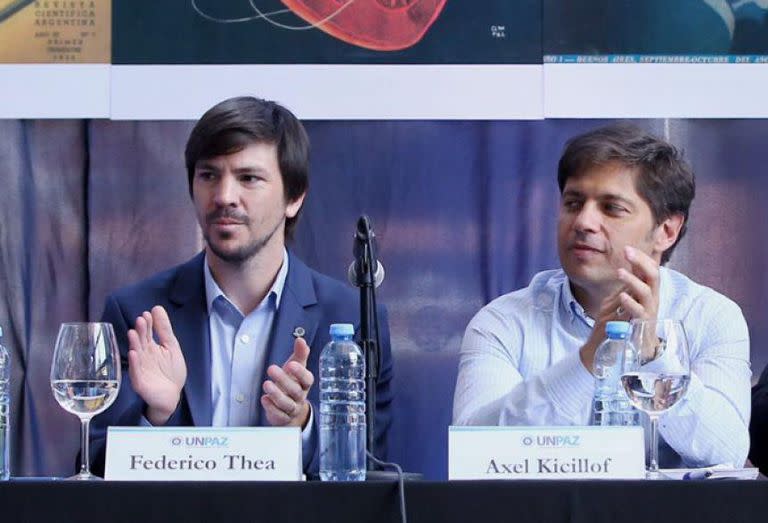 Axel Kicillof con Federico Thea, en un acto en la Universidad de José C. Paz (Unpaz)