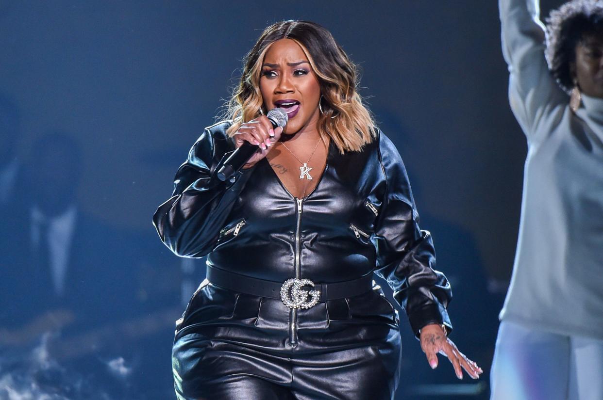 Kelly Price performs onstage during the Soul Train Music Awards at the Orleans Arena on November 17, 2019 in Las Vegas, Nevada.