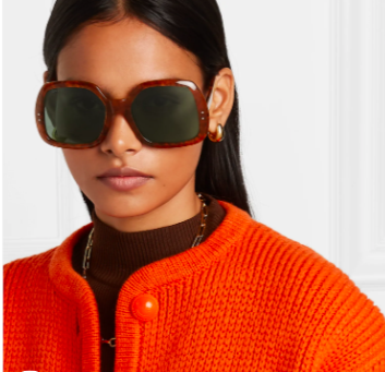 Gucci oversized square-frame tortoiseshell acetate sunglasses, 50% off, US$153/ Approx. SGD 213, (was US$327.42). PHOTO: NET-A-PORTER