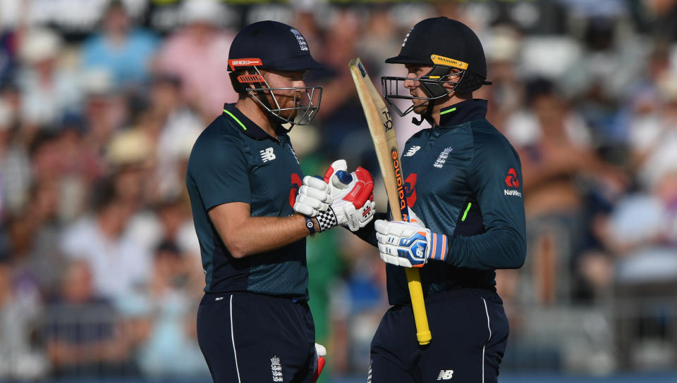 Jason Roy reaches 50 during the ODI match between England and Pakistan. (Credit: Getty Images)