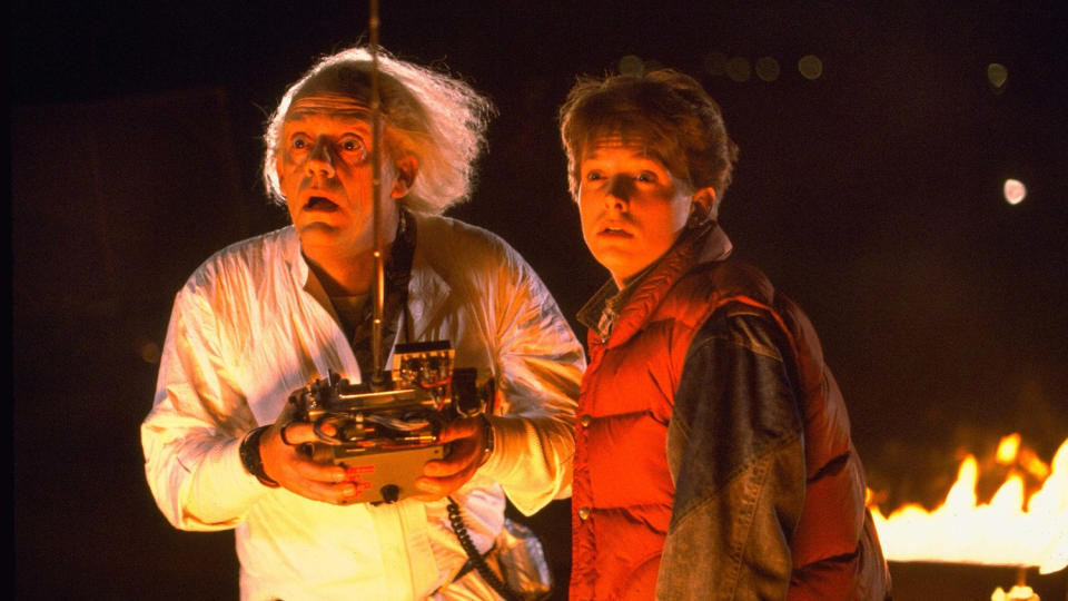 Christopher Lloyd and Michael J. Fox in 'Back to the Future'. (Credit: Universal)