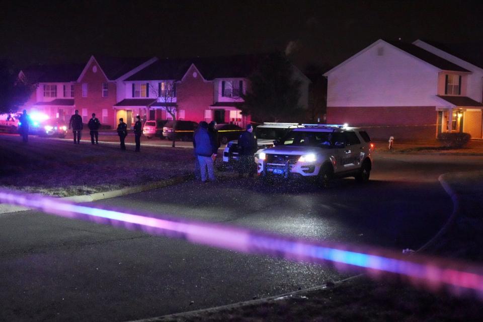 Columbus police work the scene of a triple homicide in the 6500 block of Kodiak Drive on the southeast side.