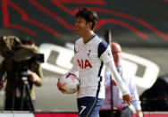 Tottenham Hotspur's Son Heung-min with the match ball after the Premier League match at St Mary's Stadium, Southampton.