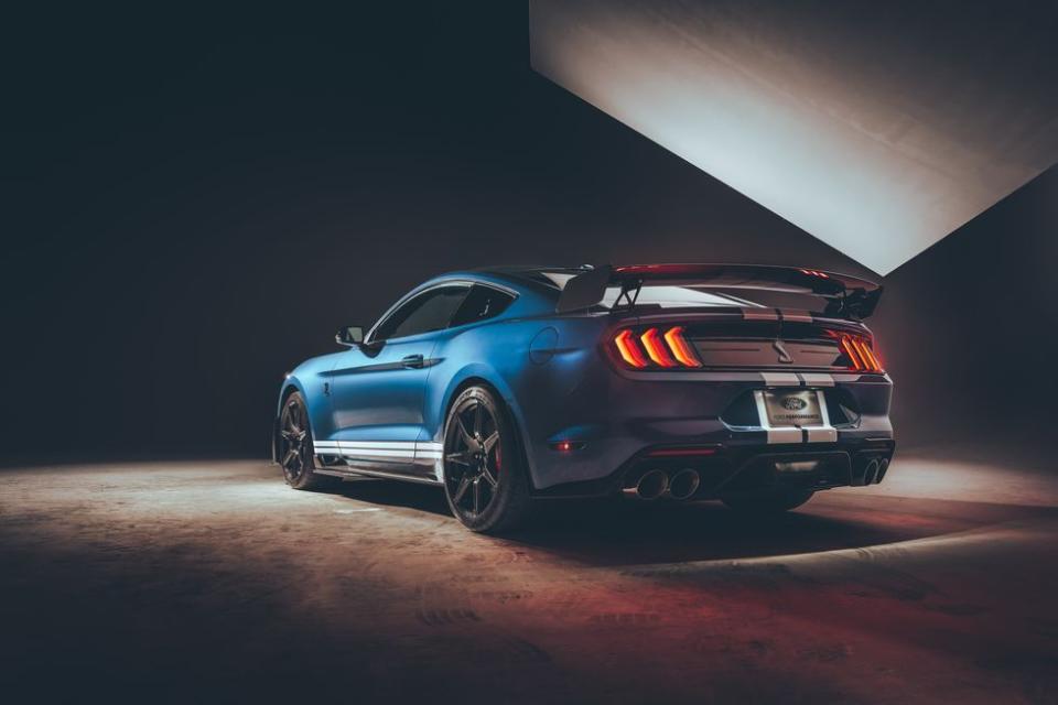 <p>If you opt for the Carbon Fiber Track Package on your new GT500, you get a wing that comes right off the Mustang GT4 race car. Along with a number of other aero components, this wing helps make the GT500 the most track-ready Mustang yet.</p>