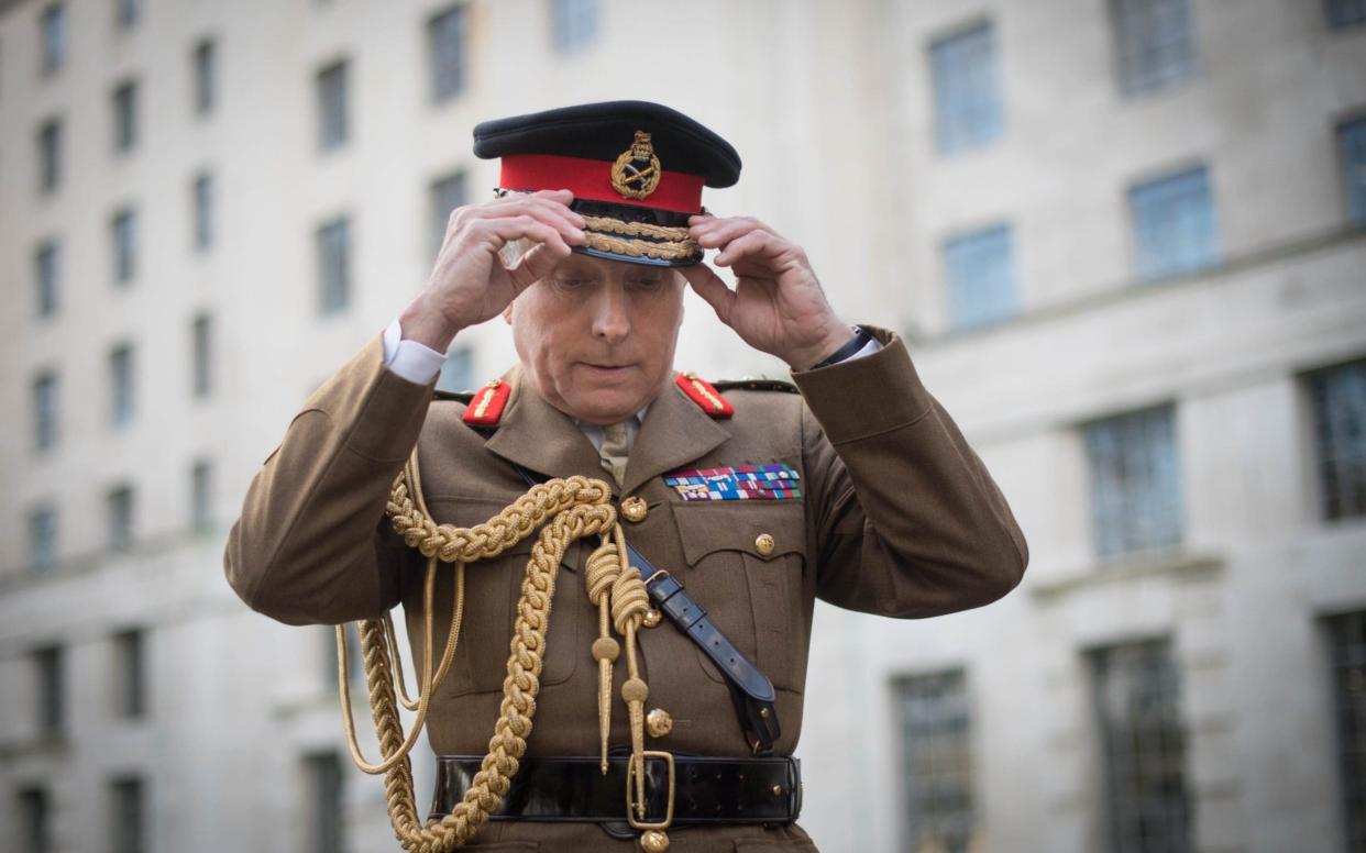 Chief of Defence Staff General Sir Nick Carter outside the MOD headquarters in Westminster. - PA