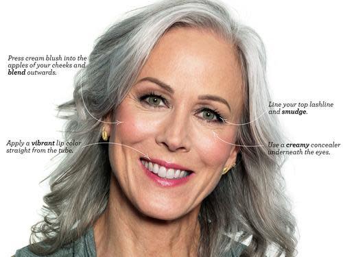 Naked or Not: Evening Makeup for Gray Hair