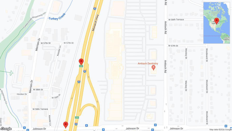 A detailed map that shows the affected road due to 'Shawnee: Kessler Lane temporarily closed' on May 2nd at 8:26 p.m.