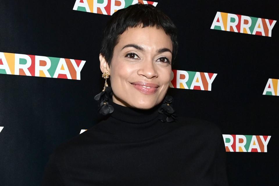 <p>Araya Doheny/Getty</p> Rosario Dawson attends the special screening of documentary "Split At The Root" at ARRAY HQ on March 03, 2023 in Los Angeles, California