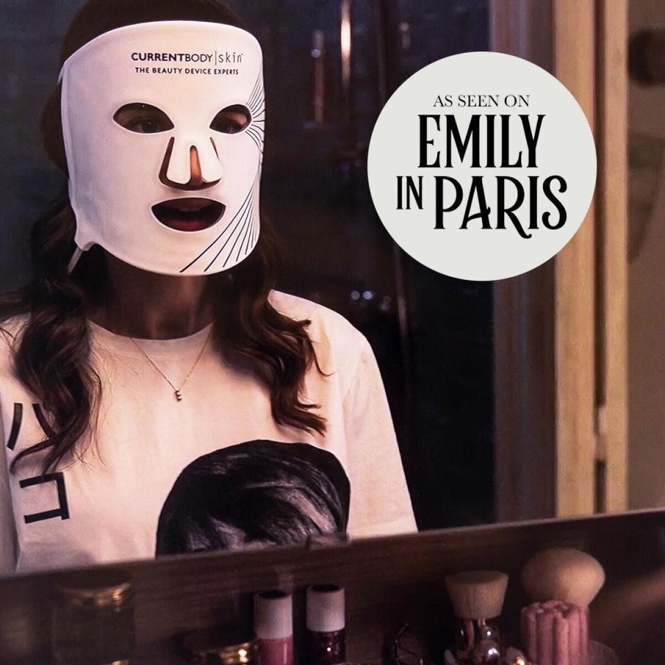 As seen on Emily in Paris - the CurrentBody LED Therapy Face Mask. PHOTO: CurrentBody