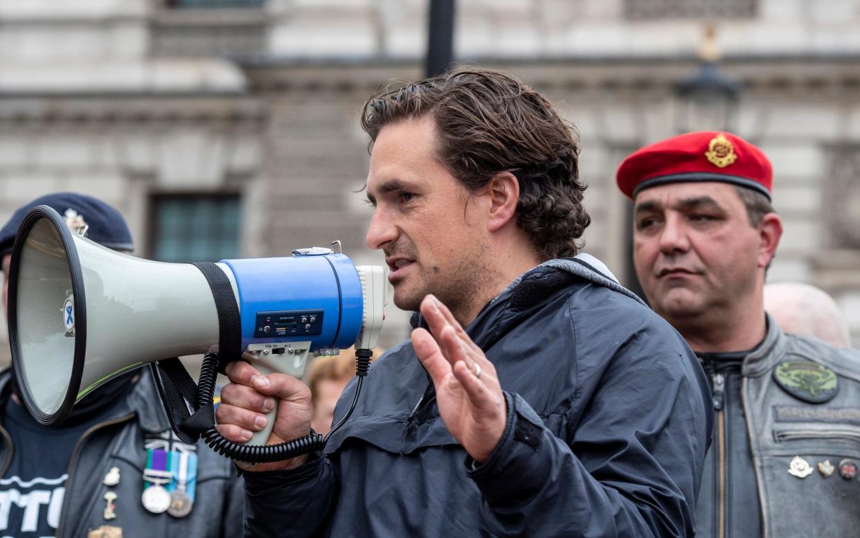 Johnny Mercer during a protest outside Parliament - Heathcliff O'Malley 