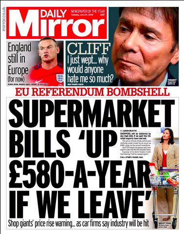 The Daily Mirror - Vota por permanecer en la UE