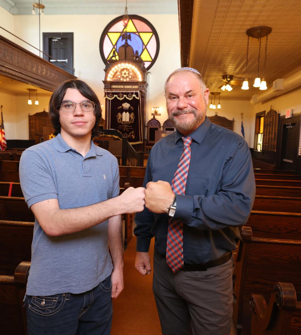 Rabbi/Cantor Colman Reaboi at Congregation Agudath Achim speaks with Justin Waters about what was going through his mind when he did what he did, how he found redemption, on Tuesday, May 7, 2024.