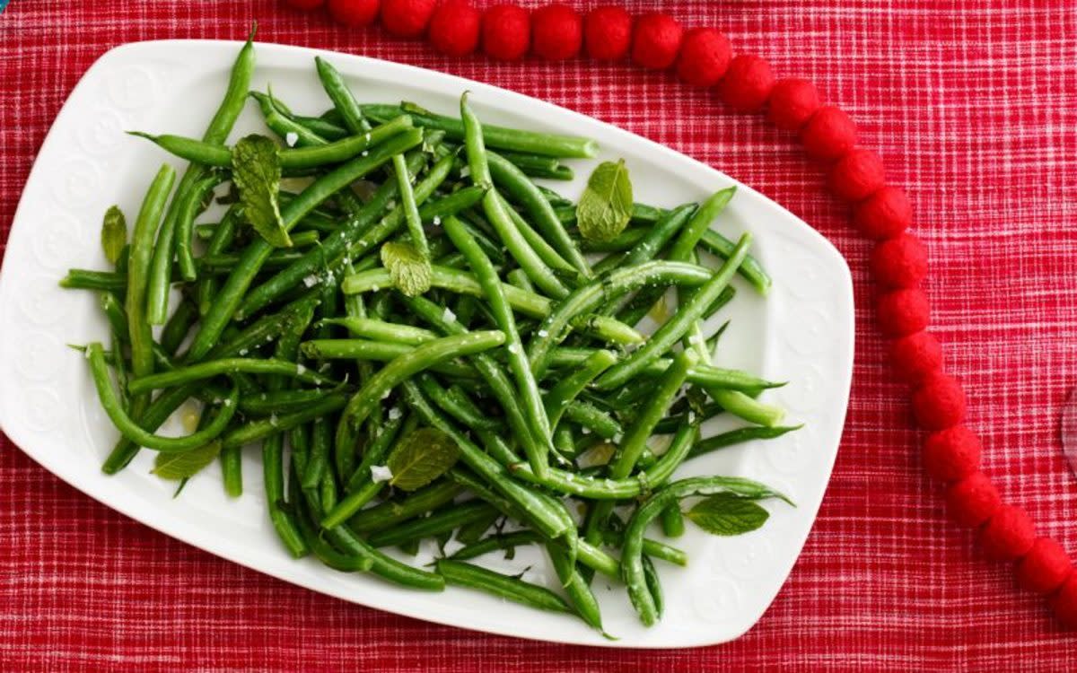 <p>Courtesy of Lidia Bastianich</p><p>This fresh green bean recipe comes from famed Italian chef Lidia Bastianich’s cookbook Lidia’s Commonsense Italian Cooking.</p><p><strong>Get the recipe: <a href="/235623/dash/lidias-mint-string-beans/" data-ylk="slk:Mint String Beans;elm:context_link;itc:0;sec:content-canvas" class="link rapid-noclick-resp">Mint String Beans</a></strong></p>