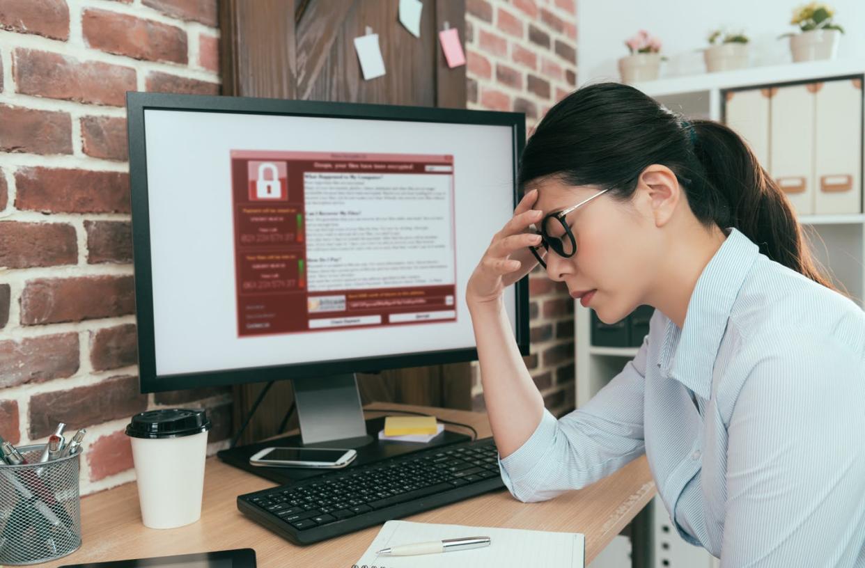 <span class="caption">it's never good to find your data locked up.</span> <span class="attribution"><a class="link " href="https://www.shutterstock.com/image-photo/sadness-company-agent-woman-finding-working-659365795" rel="nofollow noopener" target="_blank" data-ylk="slk:PR Image Factory/Shutterstock.com;elm:context_link;itc:0;sec:content-canvas">PR Image Factory/Shutterstock.com</a></span>