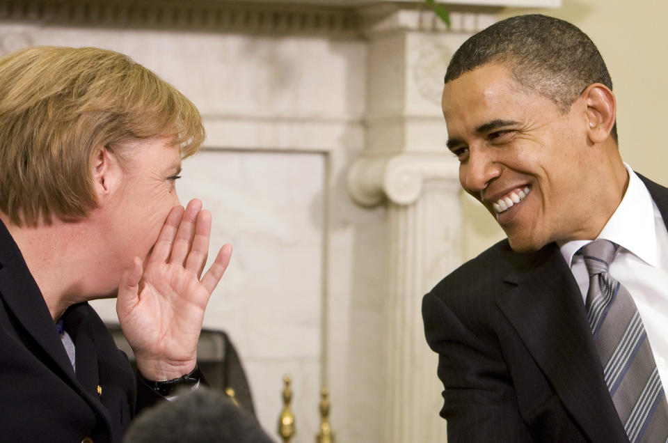 Obama meets with Merkel in the Oval Office&nbsp;on Nov. 3, 2009.