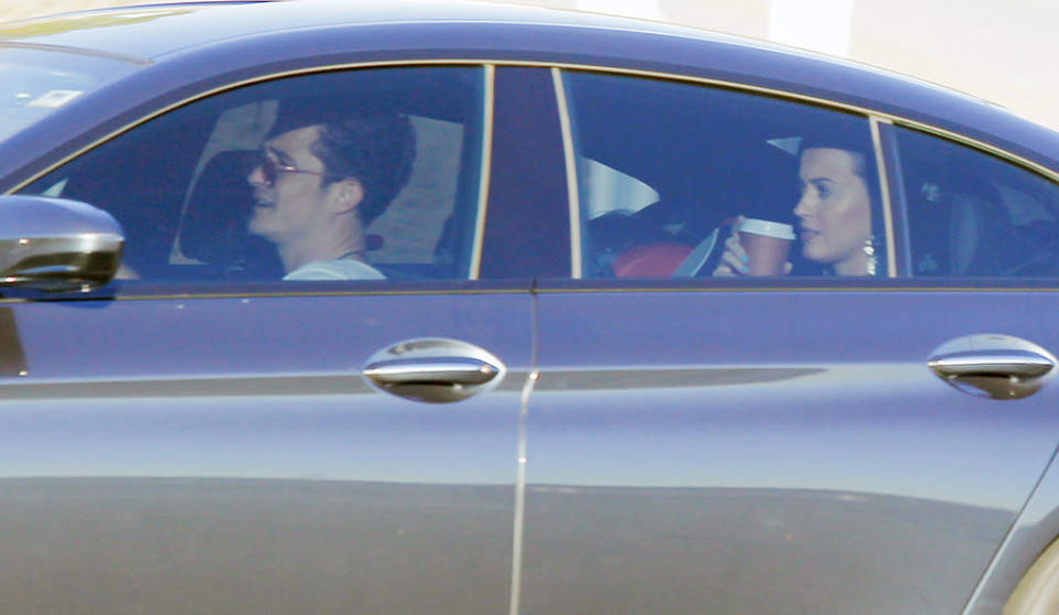 Within a month, Bloom and Perry were seen driving the streets of L.A., with her sitting in the backseat alongside his 5-year-old son, Flynn! This tipped us off that their love affair was getting serious quickly. (Photo: FameFlynet)