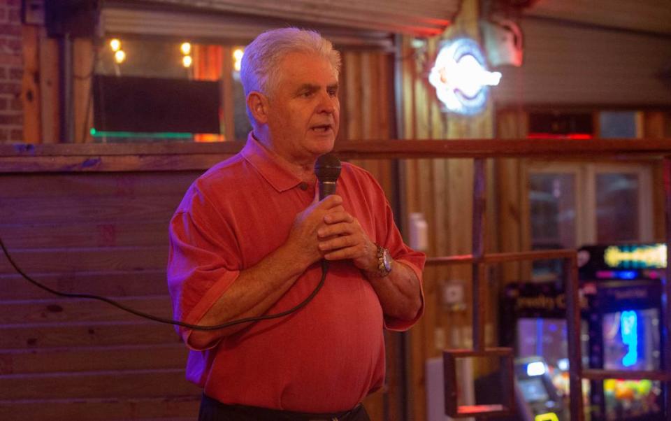 Horry County school board chair Republican nominee Ken Richardson reacts to the final numbers Tuesday at The Warehouse in Conway. Richardson beat out Janice Morreale and Pat Milley for the position.