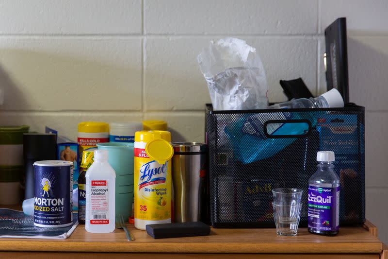 Lysol and hand sanitizer are placed in dorms at Syracuse University