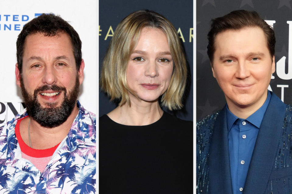 closeups of adam sandler, carey mulligan, and paul dano