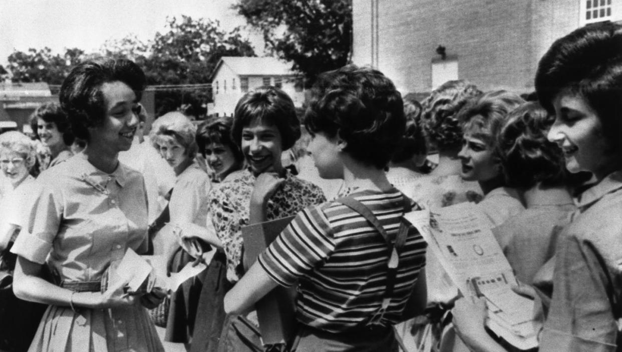 <span class="caption">Millicent Brown, left, was one of the first two Black students to integrate a South Carolina public school, in September 1963.</span> <span class="attribution"><a class="link " href="https://newsroom.ap.org/detail/USAMillicentBrown/deb2f7f4e4f1406aa001d2be2b246af6/photo" rel="nofollow noopener" target="_blank" data-ylk="slk:AP Photo;elm:context_link;itc:0;sec:content-canvas">AP Photo</a></span>