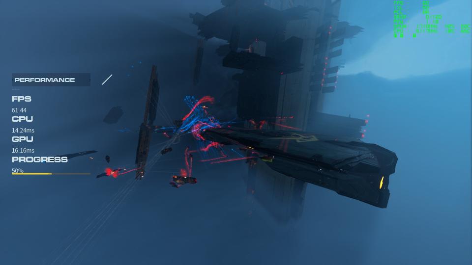 Screenshots of Homeworld 3's built-in benchmark