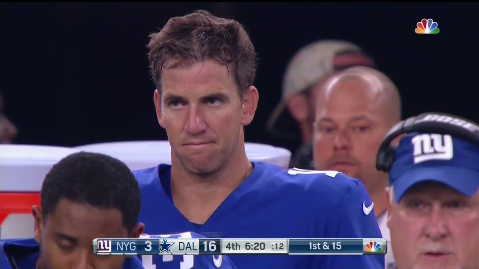 Eli Manning face: 2017 edition (Screen shot via NBC)