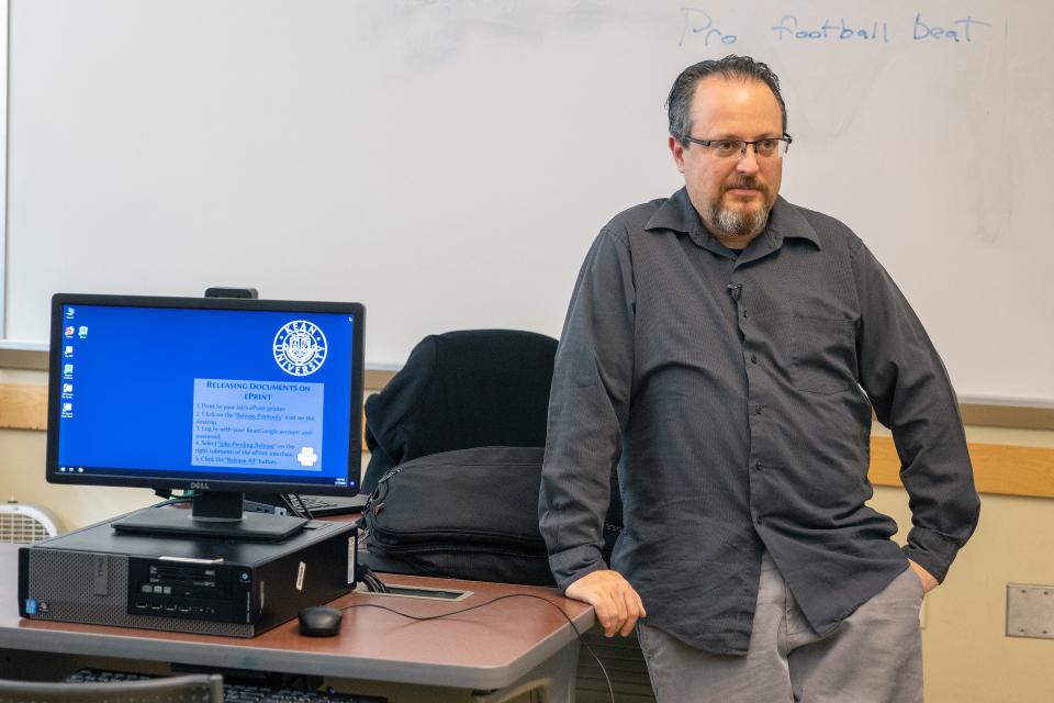 Jerry Carino teaches a sports writing course at Kean University in Union, NJ Wednesday, February 12, 2020.