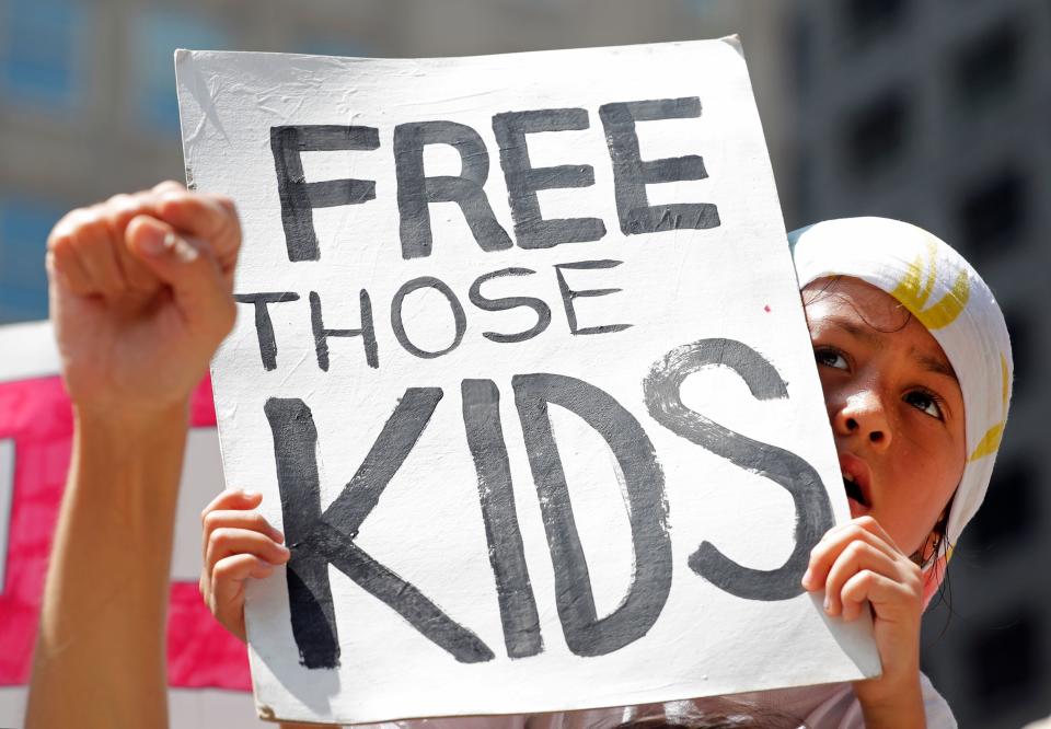 A girl takes part in a protest against the US immigration policies separating migrant families in Chicago, June 30, 2018. - | Jim Young—AFP/Getty Images
