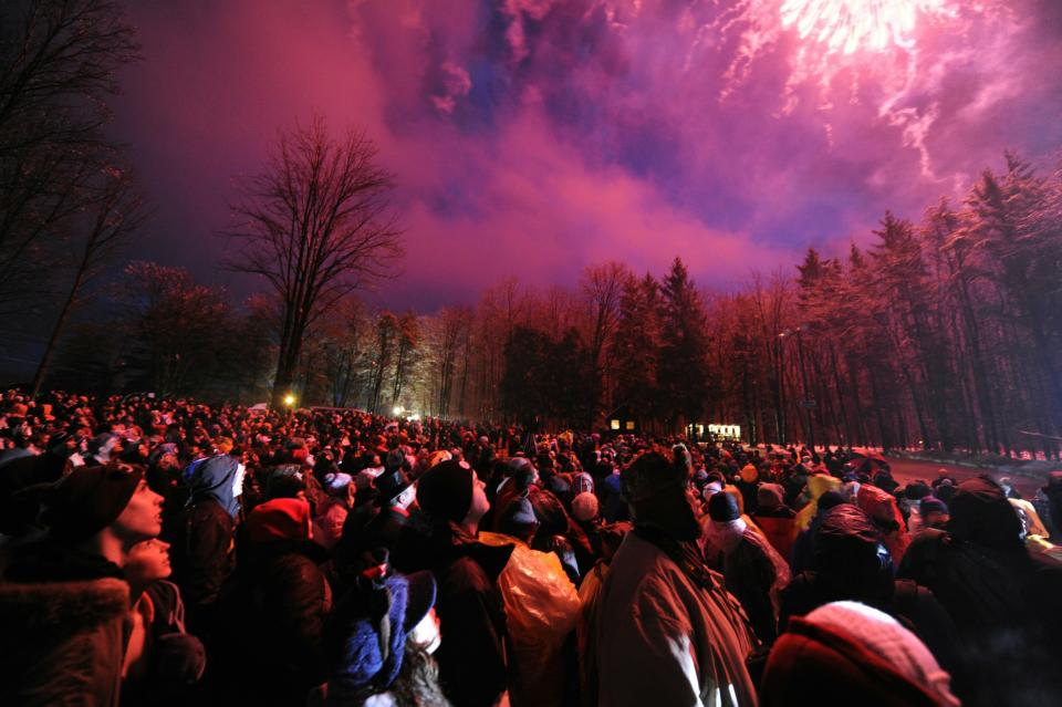 Crowds Gathering On Groundhog's Day For Punxsutawney Phil Tradition