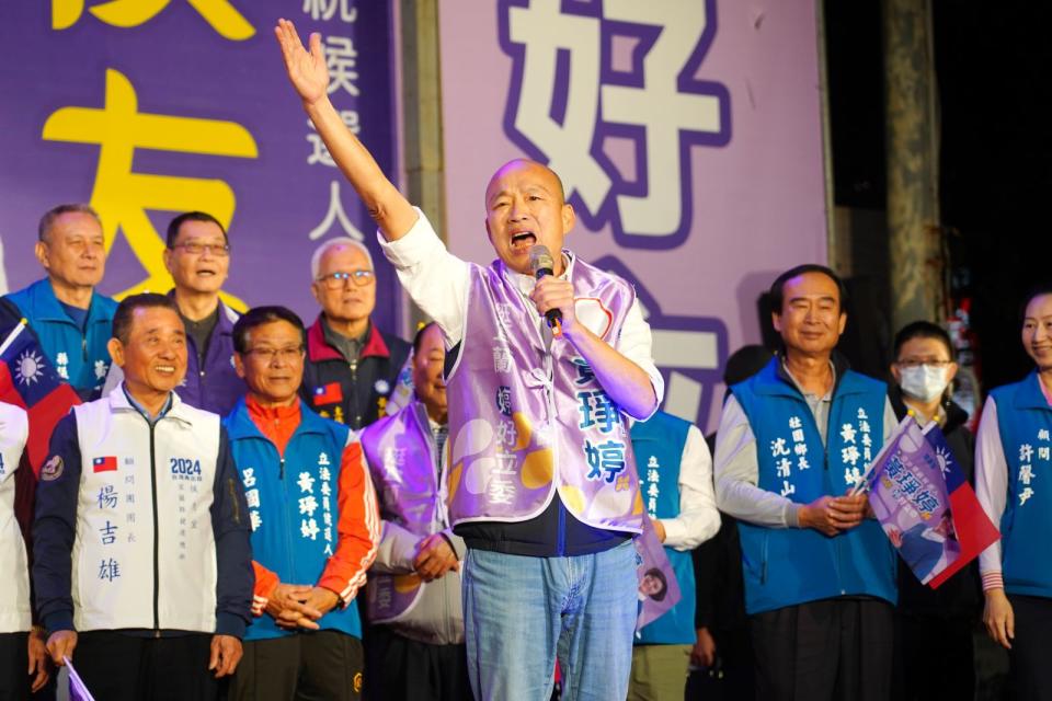 國民黨不分區立委第一名的韓國瑜12月1日到宜蘭輔選。資料照片／林泊志攝