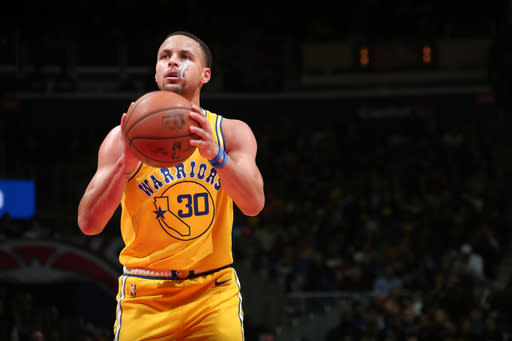 Stephen Curry is shooting 44.4 percent from 3-point range this season. (Photo by Ned Dishman/NBAE via Getty Images)