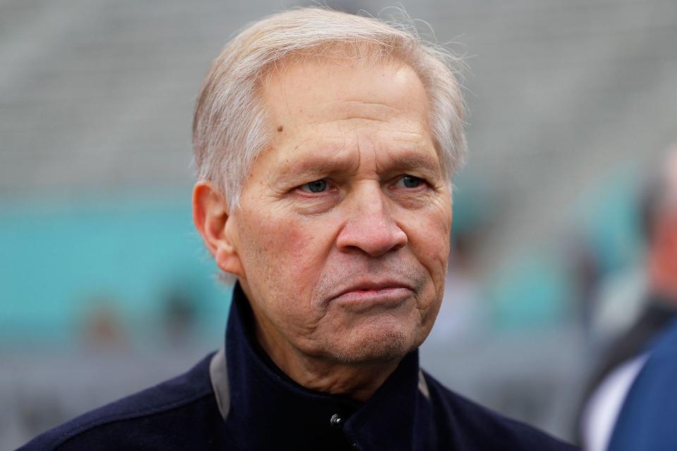 <p>Kevin C. Cox/AAF/Getty</p> Chris Mortensen at Legion Field on February 16, 2019 in Birmingham, Alabama