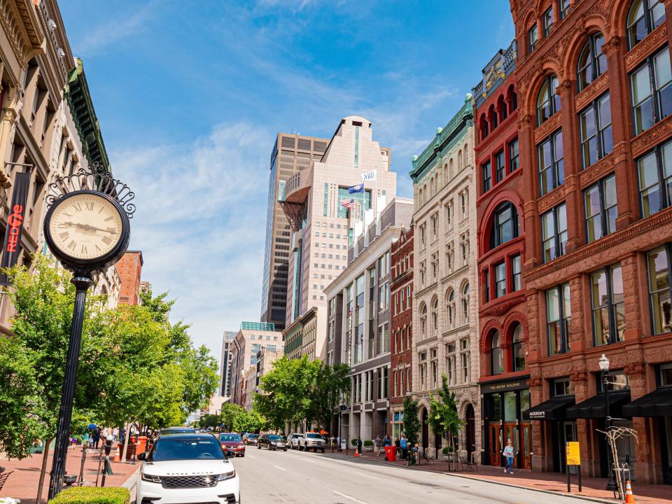 A street in downtown Louisville, Kentucky.