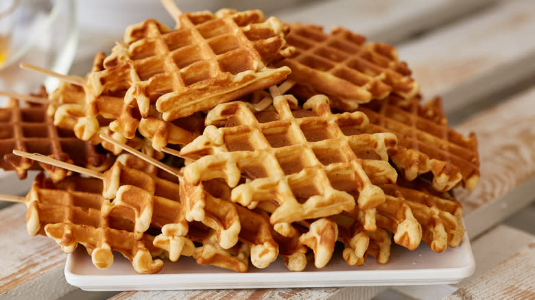 crispy waffles stacked