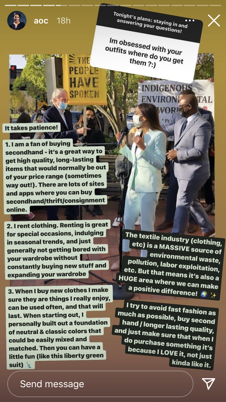 AOC shared her style secrets with her followers. (Photo: Instagram Stories)