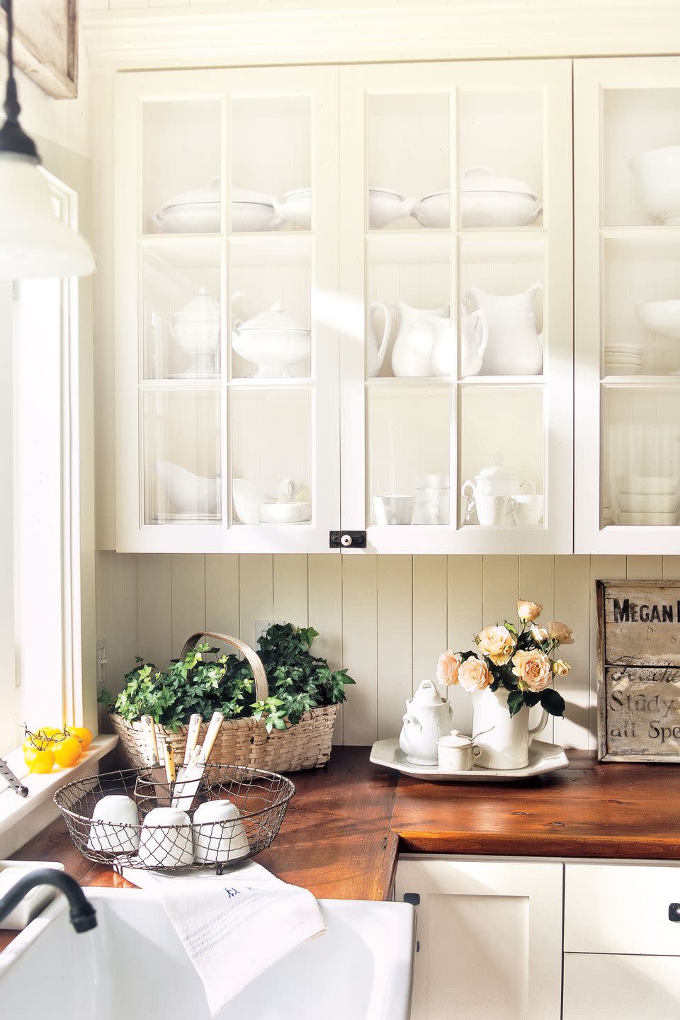 Wood Countertops in a White Kitchen