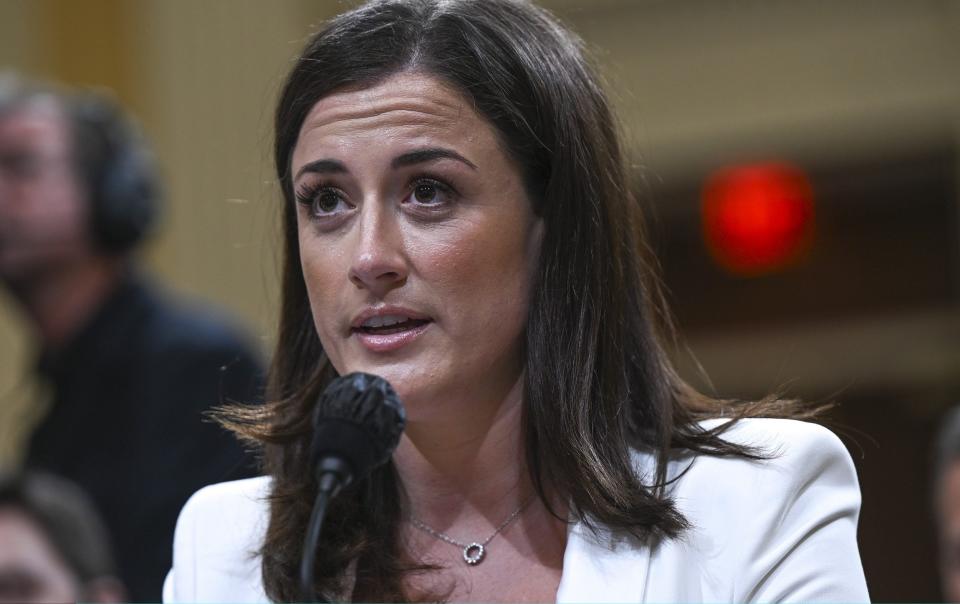 Cassidy Hutchinson, a top former aide in the Trump White House, testifies during the sixth hearing by the House Select Committee - Brandon Bell /Getty